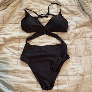 Black aerie one piece swim suit